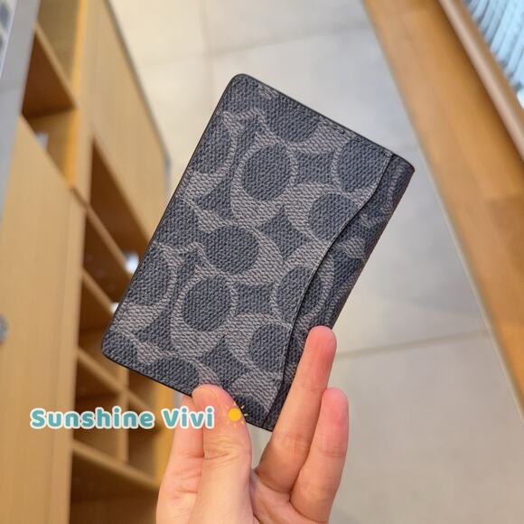 NWT Coach Id Wallet In Signature Canvas CW367, Light Denim / Midnight Navy - Picture 3 of 5